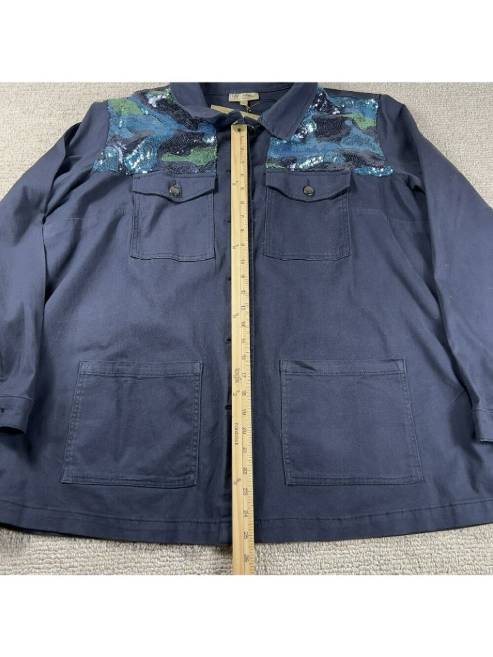 DG2 Diane Gilman Plus Sized Sequined Jacket Blue Women’s Size 2X - Picture 4 of 7